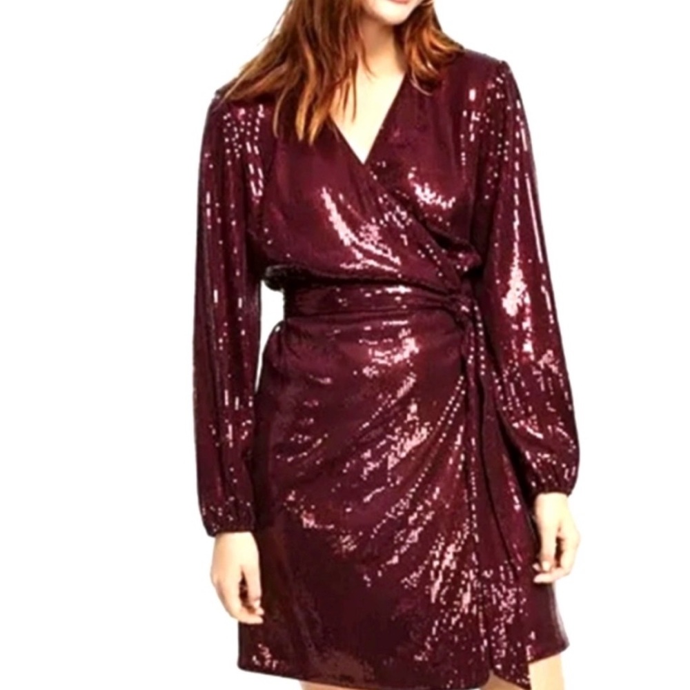 INC International Concepts Burgundy Sequin Mini Dress